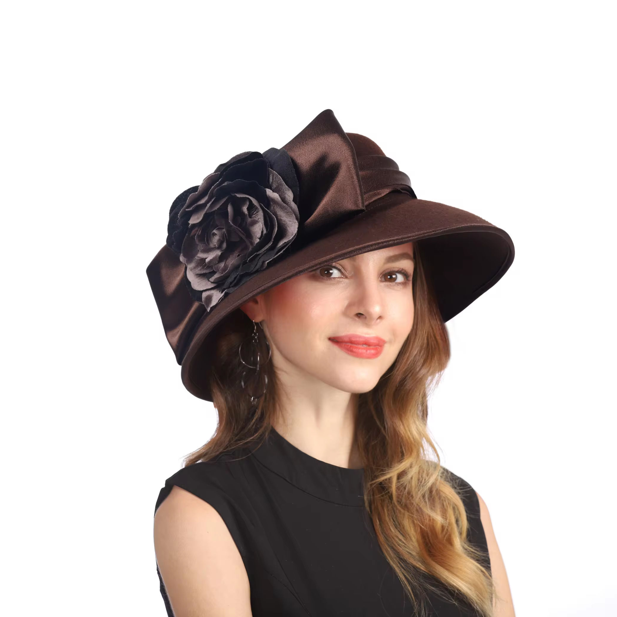 Womens 1920s Bucket Cloche Hat Gatsby Winter Wool Bowler Hat Vintage Cloche  Round Hat - Main Image