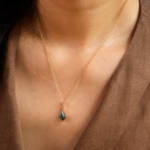 Collier Agate Mousse Argent Sterling 925 Plaqué Or 14K Pendentif Boucles d'Oreilles Ensemble Bijoux Vintage Cadeau Pour Elle - Product Image 2