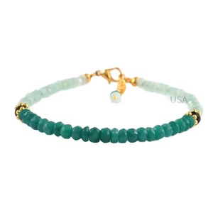 Pulsera HAYAAT GEMS con Cuentas Redondas de Color Verde Esmeralda y Blanco, Certificada por Terceros, Regalo Perfecto para Niñas y Mujeres - Product Image 3