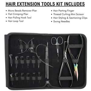 Kit Completo de Herramientas para Extensiones de Cabello con Gancho de Tracción, Pinza Plana para Crimpar y Remover Microperlas, Anillo Separador y Agujas de Coser - Product Image 2