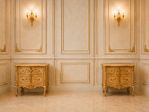 Royal Mansion Bedroom Furniture Set with Teak Wood Carvings Buy King Size <b>Bed</b> With <b>Side</b> Tables Rococo Style Gold Leaf <b>Bed</b> Set - Product Image 3