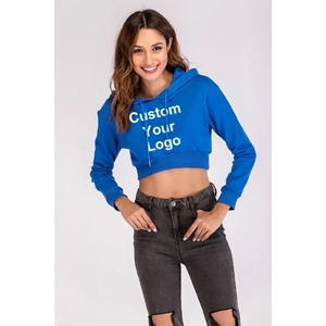 Sudaderas con estampado personalizado Womeb, sudaderas con capucha cortas holgadas de algodón informales, Sudadera con capucha flocada, ropa de calle para mujer - Product Image 2