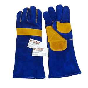 ISONZ ถุงมือเชื่อมหนังวัวสีน้ำเงิน ฝ่ามือเสริมหนังกลับ ทนความร้อน ป้องกันการบาด ป้องกันแรงกระแทก พร้อมซับในผ้าฝ้ายเนื้อนุ่ม - Product Image 5