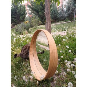 Espejo redondo de madera Espejo de pared natural, Espejo con marco de madera, Espejo circular, Espejo de madera real, Espejo de mediados de siglo - Product Image 6