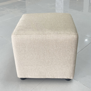 Minimalist Style Square Fabric-<b>Covered</b> One Seat <b>Sofa</b> Stool Genuine Leather Various Colors for Home Living-GDSF003 - Product Image 6