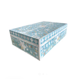 Cajas Decorativas Indias con Incrustaciones de Hueso, Juego de Cajas Decorativas para el Hogar, Caja Incrustada a Mano con Patrón Floral, Material MDF para el Golfo - Product Image 2