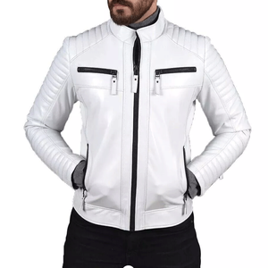 Nouvelle veste de moto en cuir véritable bleu ciel de course sur piste avec veste de moto en cuir de piste protégée CE blindée pour hommes - Product Image 4