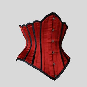 New OEM & ODM Gothic Wedding Waist <b>Trainer</b> Fashioned under Bust Bustier Front Busk Steel Boned Shapers <b>Lace</b> up Satin Red Corset - Product Image 1