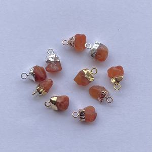 Pendentif connecteur en pierre brute cornaline orange naturelle en argent sterling 925 or galvanoplastie bijoux en pierres précieuses brutes tendance - Product Image 3