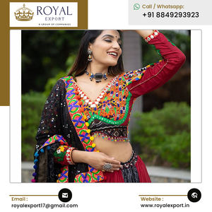 Exportador indio de la mejor calidad que presenta nuevo Lehenga Choli de seda de mantequilla pesada con trabajo de espejo real para compradores a granel - Product Image 3