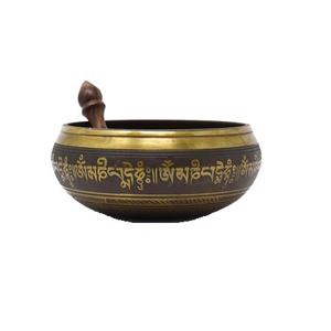 Bol chantant tibétain en laiton couleur or fait à la main avec une forme ronde de qualité supérieure au meilleur prix - Product Image 2