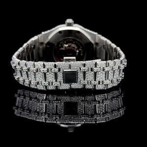 Reloj Automático de Lujo con Esqueleto Visible, 41 mm, Completamente Adornado con Moissanita, Acero Inoxidable, para Hombre, Estilo Hip Hop, Analógico, con Diamantes - Product Image 4