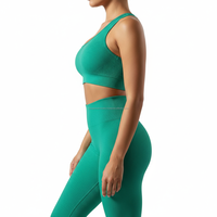 Ensemble de sport 5 pièces côtelé sans couture respirant antibactérien à séchage rapide en Spandex/Nylon pour femmes, personnalisable avec logo, idéal pour le yoga