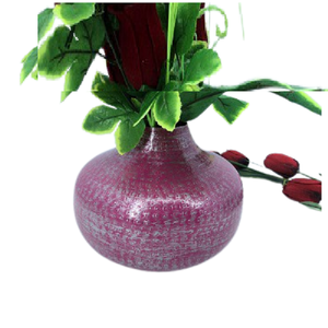 Vase à fleurs en métal aluminium martelé rose clair fait à la main de haute qualité Design minimaliste moderne Écologique Maison - Product Image 1