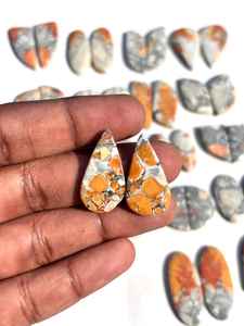 Lote de par de piedras preciosas de jaspe Malinga natural cabujón al por mayor de alta calidad - Product Image 3