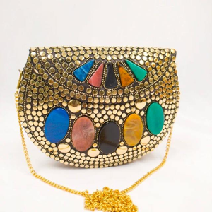 Sacs à main en métal mosaïque élégants, classiques, artistiques et luxueux, faits à la main, avec incrustations de pierres, design unique, sacs de soirée tendance - Product Image 6