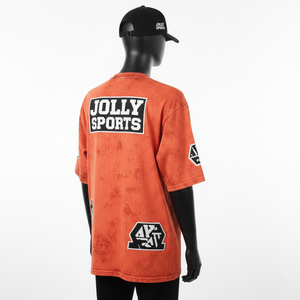 เสื้อยืดผู้ชายผ้าฝ้าย 100% ทรงหลวม พิมพ์ลาย เสื้อยืดผู้ชายลายฟอกสี ผ้าเจอร์ซีย์ฝ้าย ซักแล้ว สีส้ม พิมพ์โลโก้ยางแบบกำหนดเอง - Product Image 5