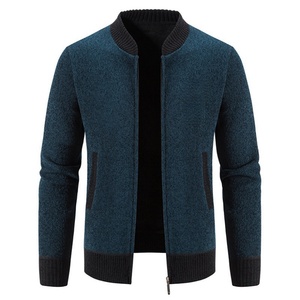 Conception de logo personnalisée, cardigan en cachemire d'hiver, veste en tricot, broderie, fermeture éclair pour homme, coupe ajustée, coton, veste pour homme, pull en tricot - Product Image 1