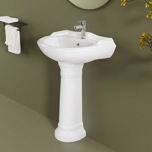 Lavabo sur pied Star Gold, finition dorée, céramique, lavabo de salle de bain de luxe, design moderne, cuisine extérieure haut de gamme - Product Image 3