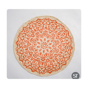 เสื่อปูทรงกลมถักปอกระเจาขนาด40x40ซม. เป็นมิตรกับสิ่งแวดล้อมพร้อมดีไซน์พิมพ์ลายสไตล์คลาสสิกสำหรับรับประทานอาหารและเครื่องใช้บนโต๊ะอาหารในบ้าน - Product Image 1
