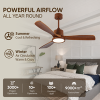 Ventilateur de plafond moderne de 36 pouces avec lumière, en bois massif, moteur DC silencieux, télécommande, pour espaces intérieurs, en stock aux États-Unis
