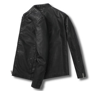 Veste en cuir pour hommes Style long solide Streetwear pour hommes Polaire vêtements décontractés pour hommes - Product Image 2