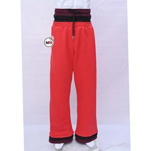 Unisex Mid-Waist <b>Drawstring</b> Straight Wide-Leg Pants Oversized French Terry Flared <b>Trouser</b> Distressed High Quality Lightweight - Product Image 5