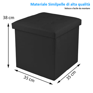 40x40x40 cm elegante Design quadrato portaoggetti pouf in cuoio cubo in nero bianco grigio - Product Image 2