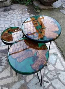 Mesa de Comedor de Madera con Resina Epoxi Pulida, Diseño Europeo con Recubrimiento de Resina Duradero para Decoración del Hogar - Product Image 6