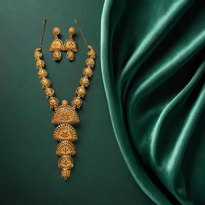 Conjunto de collar y pendientes de última llegada con estilo único chapado en oro de 22 quilates para mujer, conjunto de collar y pendientes, joyería - Product Image 3