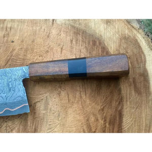 Cuchillo de Cocina Burraq DIY OEM Personalizado Hecho a Mano de Acero de Damasco Multifuncional con Forma de Gota de Lluvia y Funda de Cuero para Uso en la Cocina - Product Image 4