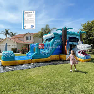 Château Gonflable Commercial Requin avec Toboggan Eau Combo <span class=keywords><strong>Piscine</strong></span> Thème Océan Wet Dry pour <span class=keywords><strong>Location</strong></span> Fêtes Enfants - Product Image 1