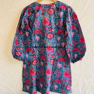 Beautiful floral Cotton Block Printed <b>dress</b> <b>Dress</b> For Casual wear Hand Block Printed <b>Dress</b> - Product Image 2