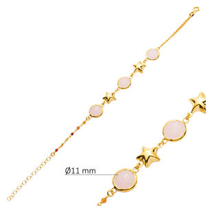 Pink Quartz Plain Star Gold Bezel Sterling Silver Bracelet Wholesale 925 Sterling <b>Handmade</b> <b>Jewelry</b> - Product Image 2