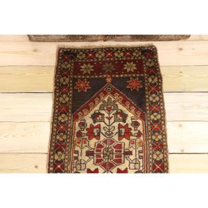 Vintage Rug, 1.7x3.5 ft Small Rug, Red <b>Brown</b> <b>Wool</b> Rug - Product Image 3