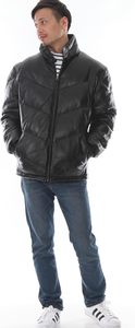 Chaqueta acolchada de piel de oveja negra genuina ATLANTIC, soporte de invierno, cierre de cremallera, luz con capucha, suministro ODM, no tejido teñido liso - Product Image 2