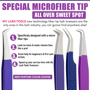 Pince à épiler pour cils incurvés en gros Extension de cils personnalisée Pince à épiler à pointe en fibre Pince à cils en acier inoxydable - Product Image 2