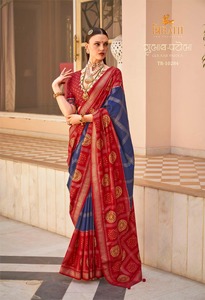 Dernier Designer de Haute Qualité en Soie Douce Patola Imprimé Saree Style Ethnique Indien pour les Fêtes Festivals Mariages par Fab Zone - Product Image 5