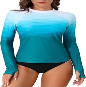 Camiseta de Natación de Manga Larga para Hombre, Protección UV, Secado Rápido, Ligera, Estampado Digital, Spandex/Poliéster, con Orificios para los Pulgares - Product Image 2