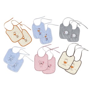 Baberos Blancos para Bebé, Paquete de 2 Unidades, Tamaño 20x25, Material de Algodón, Diseño de Dibujos Animados, Rango de Edad 0-12 Meses, con Gancho para Colgar - Product Image 1