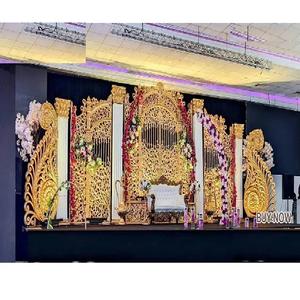 Grand Palace Gold Nupcial Escenario Decoraciones de boda para eventos hindúes en California Característica Gran evento Escenario Decoración - Product Image 1