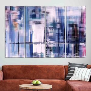 Impression sur toile abstraite moderne en verre – Décoration vibrante pour la maison, lot de 4 toiles - Product Image 1