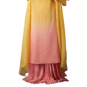 Vestito giallo Palazzo Organza Kurta con pantaloni con fondo a campana Dupatta all'ingrosso donna abbigliamento etnico abbigliamento OEM fabbrica alla rinfusa - Product Image 5