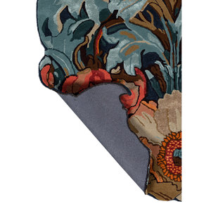 Nebulora Blue Handmade Floral Wool & Viscose <b>Rug</b> Top-341 Rectangular <b>Hand</b> <b>Tufted</b> Carpet for Home Living Room Use - Product Image 5