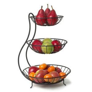 Corbeille à fruits en fil métallique à 3 niveaux Design décoratif Support pour corbeille à pain et légumes Support pour fruits Organisateur de rangement pour bols à fruits - Product Image 1