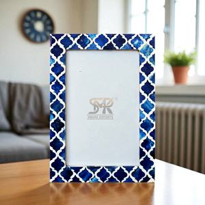 Cadre photo moderne en résine d'os à motif marocain, fait à la main, pour montage mural ou sur table, plusieurs tailles disponibles - Product Image 1