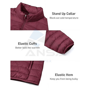 Chaqueta acolchada con aislamiento repelente al agua para hombre, abrigo de invierno ligero a prueba de viento, carcasa de nailon transpirable, cremallera completa elástica - Product Image 6