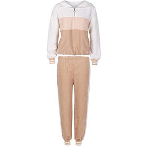 Ensemble de survêtement en molleton pour femmes de haute qualité, blocs de couleur, logo personnalisé, coton, deux pièces, ensemble de survêtement chaud pour l'hiver, 2026 - Product Image 2