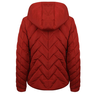 2025 Customizable <b>Red</b> Women's Puffer Jacket Casual Design Breathable <b>Fabric</b> Waterproof Plus Size Zipper Closure for Winter - Product Image 2