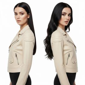 Veste de motard en cuir crème de qualité supérieure pour femmes, style moto personnalisé, vente en gros en vrac, fabricant direct d'usine, service OEM - Product Image 1